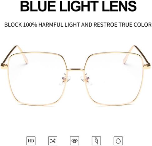 BAODAREN Blue Light Blocking Glasses Oversized Square Frame Women/Men Anti Eyestrain Computer Eyeglasses L3000A in Kuwait