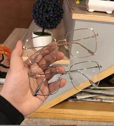 BAODAREN Blue Light Blocking Glasses Oversized Square Frame Women/Men Anti Eyestrain Computer Eyeglasses L3000A in Kuwait
