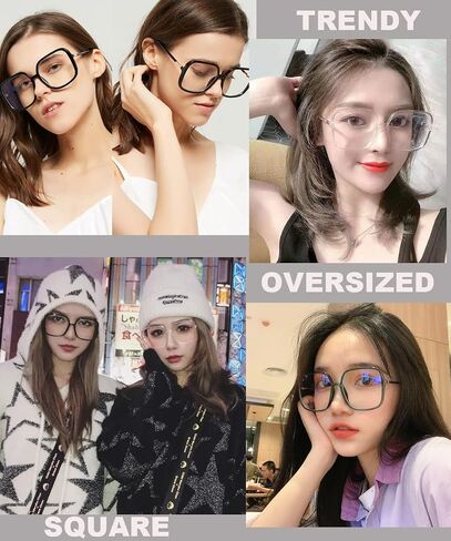 BAODAREN Blue Light Blocking Glasses Oversized Square Frame Women/Men Anti Eyestrain Computer Eyeglasses L3000A in Kuwait