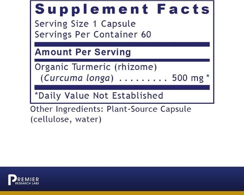 Premier Research Labs Turmeric - Supports Liver & Gastrointestinal Health - Features Naturally Occurring Curcuminoids from Organic Turmeric - Pure Vegan & GMO-Free - 60 Plant-Source Capsules in Saudi Arabia