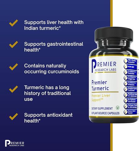 Premier Research Labs Turmeric - Supports Liver & Gastrointestinal Health - Features Naturally Occurring Curcuminoids from Organic Turmeric - Pure Vegan & GMO-Free - 60 Plant-Source Capsules in Saudi Arabia