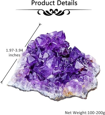 CrystalTears Amethyst Crystal Geode Cluster Raw Amethyst Rock Quartz Healing Crystals Druzy Geode Mineral Specimen Gemstone for Meditation Reiki Healing Home Decor 0.18-0.33 lb Christmas Gift in Saudi Arabia