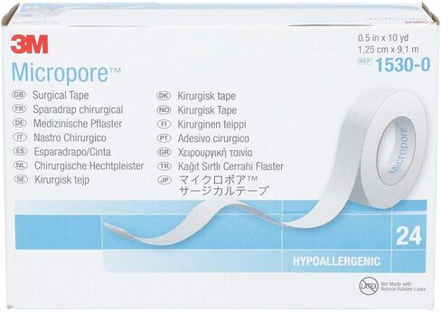 3M A-1530-0 Micropore Surgical Tape, White, 1/2 Inch x 10 Yards. (Pack of 24) in Saudi Arabia