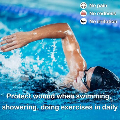 ضمادات سيليكون Hysimedy للبشرة الرقيقة الحساسة - 1.64 بوصة × 4 بوصة (40 قطعة) - حجم واحد كبير للاستحمام للسباحة - سلسلة خالية من الألم وخالية من اللاتكس ومقاومة للماء للغاية in Kuwait