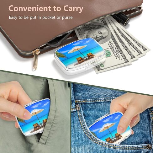 Nipichsha Pill Box, Small Pill Case for Purse & Pocket, Cute Medicine Organizer Travel Pillbox, Portable Pill Container Holder to Hold Vitamins, Medication, Fish Oil and Supplement, Blue Purple Marble in Kuwait