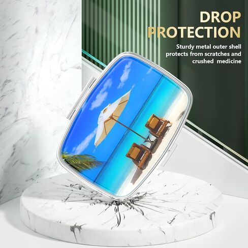 Nipichsha Pill Box, Small Pill Case for Purse & Pocket, Cute Medicine Organizer Travel Pillbox, Portable Pill Container Holder to Hold Vitamins, Medication, Fish Oil and Supplement, Blue Purple Marble in Kuwait
