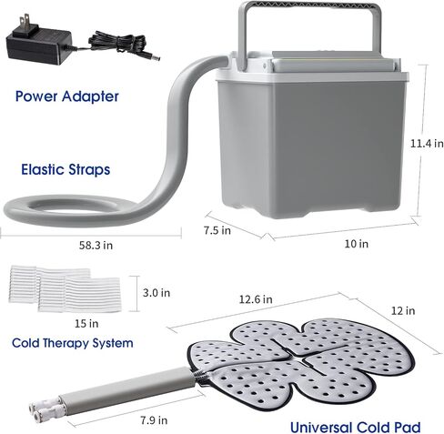 بي فيرست جهاز علاج الاندفاع بالماء البارد مع وسادة كتف كبيرة - جهاز تحكم عن بعد ومؤقت للتحكم عن بعد، وسادة ضغط عالمية، علاج قوي لتخفيف الالام بالتبريد، مجموعة وسادة ركبة ملفوفة قابلة للتعديل in Kuwait