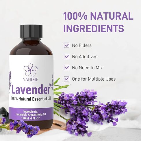 ASAKUKI Lavender Oil Essential Oil, 4 Fl. Oz Natural Grade Oils for Diffuser, Home, Candle & Soap Making, YAHIME Infinite Series in Kuwait
