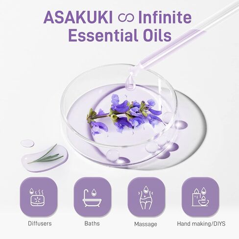 ASAKUKI Lavender Oil Essential Oil, 4 Fl. Oz Natural Grade Oils for Diffuser, Home, Candle & Soap Making, YAHIME Infinite Series in Kuwait