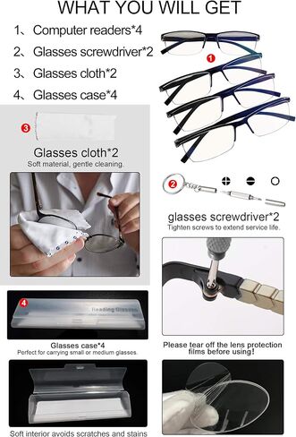 MARE AZZURO 4 Pack Blue Light Blocking Reading Glasses Women Men Readers 1.0 1.25 1.5 1.75 2.0 2.25 2.5 2.75 3.0 3.5 4.0 in Saudi Arabia