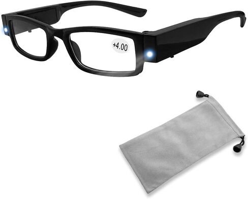 Led Readers for Men Women Reading Glasses With Light Magnifying Glasses with Light Led Magnifier Eyeglasses Nighttime Reader Compact Full Frame Eyewear Unisex Clear Vision Lighted Eye Glasses in Kuwait