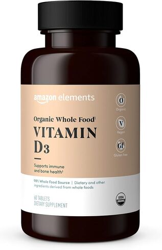 أمازون إليمنتس، فيتامين د3، طعام عضوي كامل، 60 قرصًا in Kuwait
