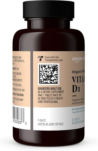أمازون إليمنتس، فيتامين د3، طعام عضوي كامل، 60 قرصًا in Kuwait