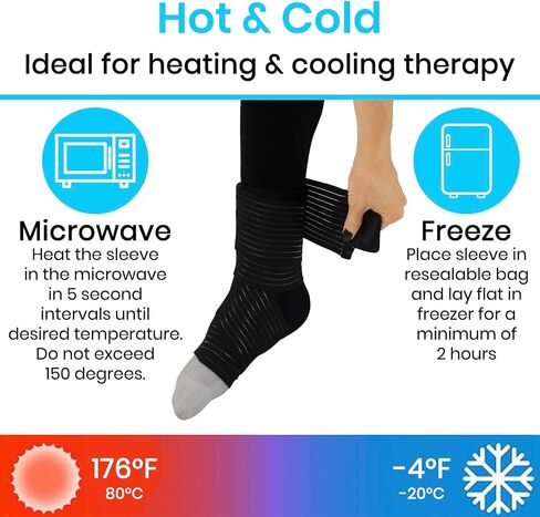Arctic Flex Ankle Ice Pack Wrap - Hot & Cold Gel for Pain Relief with Adjustable Velcro Straps - Reusable Cooling Therapy for Achilles Tendon, Foot Swelling & Heel Injuries (Medium) in Saudi Arabia