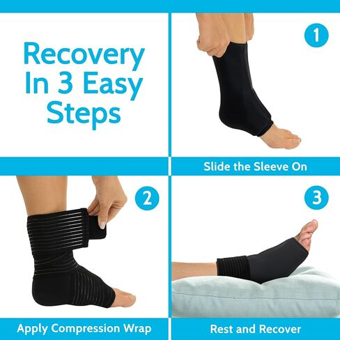 Arctic Flex Ankle Ice Pack Wrap - Hot & Cold Gel for Pain Relief with Adjustable Velcro Straps - Reusable Cooling Therapy for Achilles Tendon, Foot Swelling & Heel Injuries (Medium) in Saudi Arabia