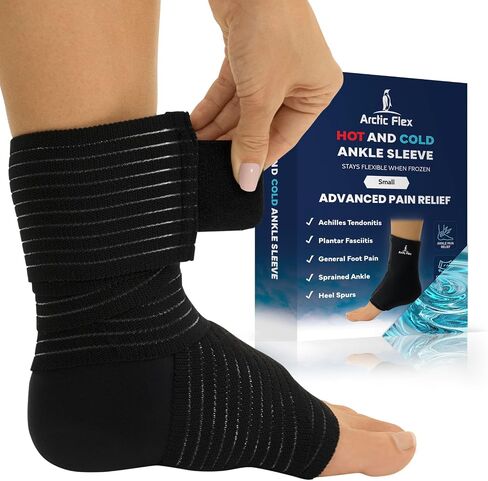 Arctic Flex Ankle Ice Pack Wrap - Hot & Cold Gel for Pain Relief with Adjustable Velcro Straps - Reusable Cooling Therapy for Achilles Tendon, Foot Swelling & Heel Injuries (Medium) in Saudi Arabia