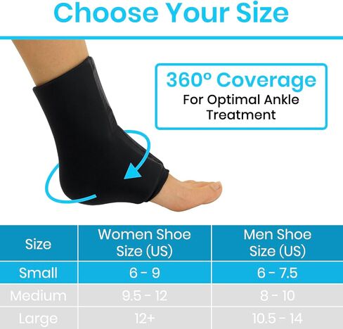 Arctic Flex Ankle Ice Pack Wrap - Hot & Cold Gel for Pain Relief with Adjustable Velcro Straps - Reusable Cooling Therapy for Achilles Tendon, Foot Swelling & Heel Injuries (Medium) in Saudi Arabia