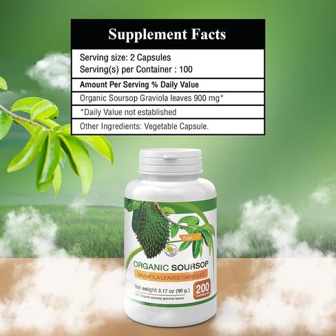NalLife Organic Soursop Graviola Leaves 200 Capsules in Saudi Arabia