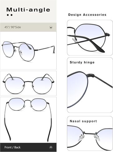 Pro Acme Fashion Round Glasses Metal Clear Lens Frame Vintage Circle Fake Large Unisex Eyeglasses 53MM in Saudi Arabia