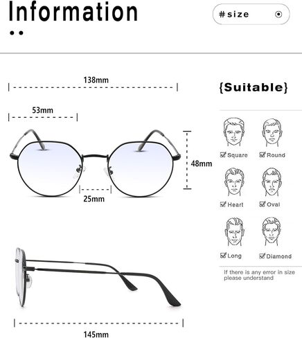 Pro Acme Fashion Round Glasses Metal Clear Lens Frame Vintage Circle Fake Large Unisex Eyeglasses 53MM in Saudi Arabia
