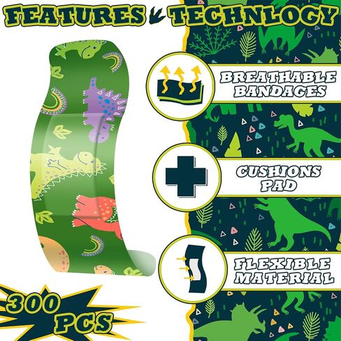 Estune 75 Pcs Kids Dinosaur Bandages,15 Styles Adhesive Cartoon in Saudi Arabia