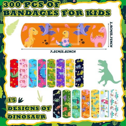 Estune 75 Pcs Kids Dinosaur Bandages,15 Styles Adhesive Cartoon in Saudi Arabia