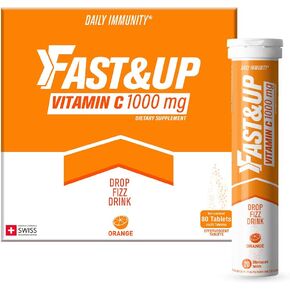 FAST&UP فيتامين C 1000 ملغ - مضادات الأكسدة - دعم المناعة - بناء مناعتك - 20 قرص فوارة - حمض الأسكوربيك عالي الامتصاص - معزز الكولاجين - مضاد أكسدة قوي - نكهة البرتقال in Kuwait