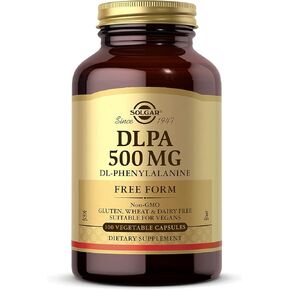 Solgar DLPA 500 مجم، 100 كبسولة نباتية - شكل حر DL-فينيل ألانين - يدعم الجهاز العصبي المركزي - نباتي، خالي من الغلوتين، خالي من منتجات الألبان، كوشير - 100 وجبة in Saudi Arabia
