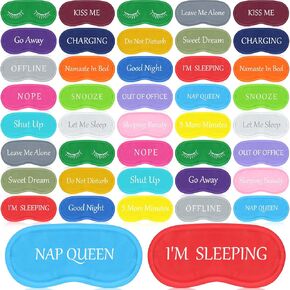 40 Pcs Funny Silk Sleep Eye Mask Soft Night Sleep Mask Bulk Eye Mask for Sleeping Blackout Blindfolds with Adjustable Strap for Women Men Kids Travel Nap Meditation Party Gifts Favors(Black)