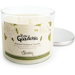 Pure Jasmine Highly Scented Natural 3 Wick Candle, Essential Fragrance Oils, 100% Soy, Phthalate & Paraben Free, Clean Burning, 14.5 Oz.