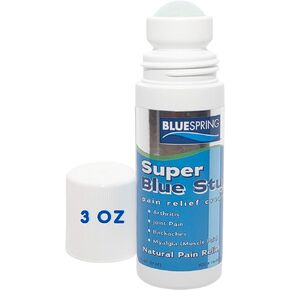 Super Blue Stuff Natural Pain Relief roll on with Emu Oil by BlueSpring- Pain relief rub Anti Inflammatory Analgesic Cream for Back, Knee, Joint, Muscle, Arthritis, and neck Pain Relief- 3 Oz roll-on. in Saudi Arabia