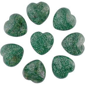 Rockcloud Healing Crystal African Jade Heart Love Carved Palm Worry Stone Chakra Reiki Balancing, 0.59 inch, Pack of 10