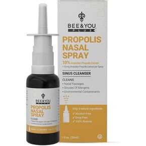 BEE and You Natural Propolis Nasal Spray 1 Fl oz | Congestion Relief Drug Free & Alcohol Free Medical Grade Propolis Nose Drops, Sinus Relief, Allergy, Nasal Moisturizing Spray (Nasal Spray, 1 fl oz)
