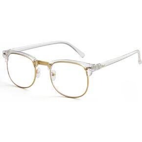 Onrtry Blue Light Blocking Glasses for Women Men Classic Semi Rimless Fake Nerd Anti Blue Ray Computer Eyeglasses