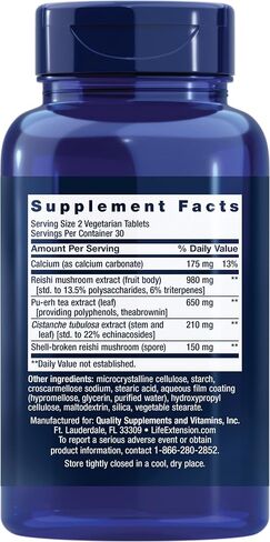 Life Extension Immune Senescence Formula Standardized Cistanche Reishi PU-ERH Tea, 60 Vegetarian Tablets in Saudi Arabia