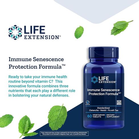 Life Extension Immune Senescence Formula Standardized Cistanche Reishi PU-ERH Tea, 60 Vegetarian Tablets in Saudi Arabia