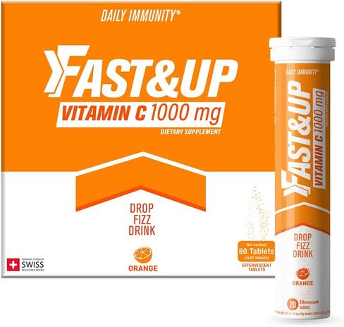 FAST&UP فيتامين C 1000 ملغ - مضادات الأكسدة - دعم المناعة - بناء مناعتك - 20 قرص فوارة - حمض الأسكوربيك عالي الامتصاص - معزز الكولاجين - مضاد أكسدة قوي - نكهة البرتقال in Kuwait