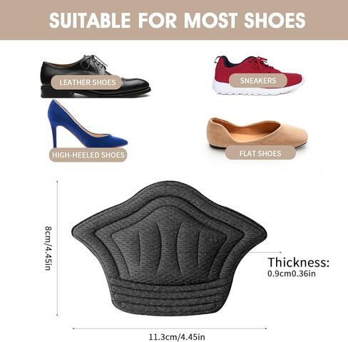 زوجان من مقابض الكعب السميكة غير القابلة للانزلاق من سيبا للأحذية الفضفاضة وبطانة داخلية لحماية الكعب ذاتية اللصق من البثور، رقعة إصلاح كعب الحذاء للرجال والنساء (أسود وعاري) in Kuwait
