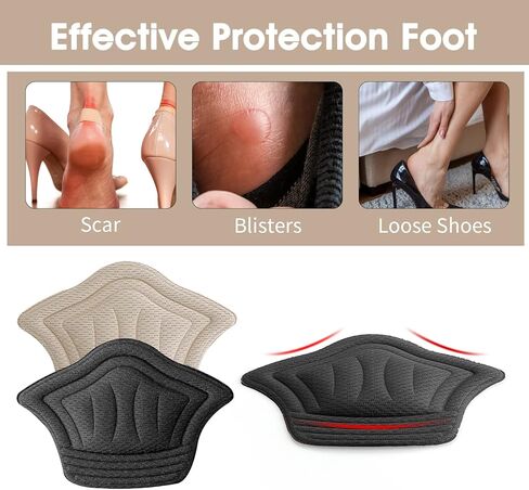 زوجان من مقابض الكعب السميكة غير القابلة للانزلاق من سيبا للأحذية الفضفاضة وبطانة داخلية لحماية الكعب ذاتية اللصق من البثور، رقعة إصلاح كعب الحذاء للرجال والنساء (أسود وعاري) in Kuwait