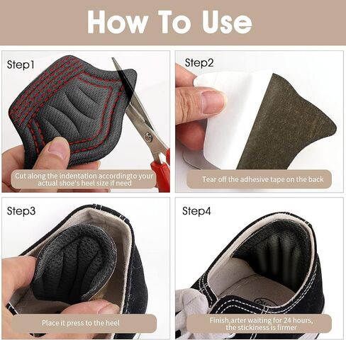 زوجان من مقابض الكعب السميكة غير القابلة للانزلاق من سيبا للأحذية الفضفاضة وبطانة داخلية لحماية الكعب ذاتية اللصق من البثور، رقعة إصلاح كعب الحذاء للرجال والنساء (أسود وعاري) in Kuwait