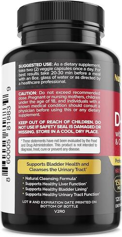 NutriPeeps D-Mannose 1500mg، 120 كبسولة مع مستخلصات عشبة الهندباء والتوت البري، تطهير المسالك البولية الطبيعي لدعم التهاب المسالك البولية، التنظيف وإزالة السموم من الشوائب، للرجال والنساء. in Kuwait