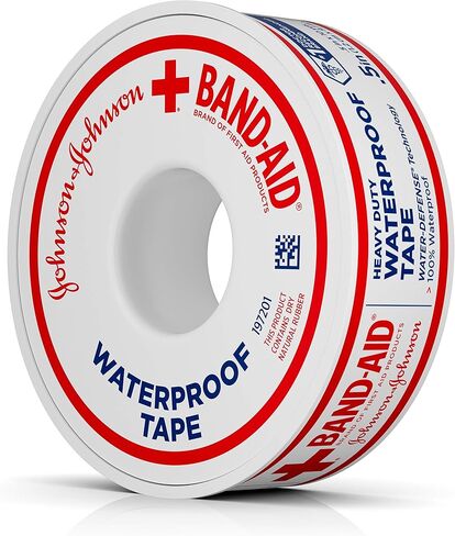 شريط مقاوم للماء من العلامة التجارية Band-Aid لمنتجات الإسعافات الأولية لتأمين الضمادات، 0.5 بوصة × 10 ياردات in Kuwait