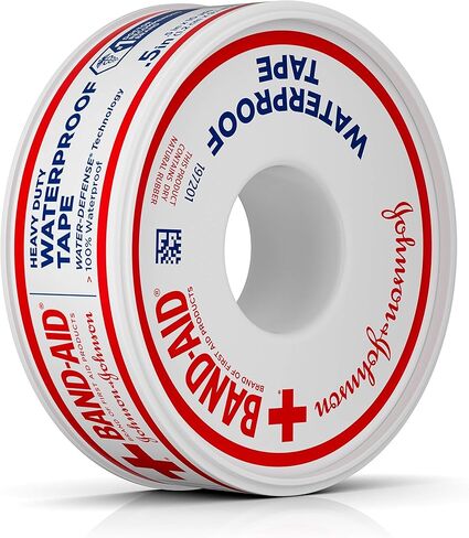 شريط مقاوم للماء من العلامة التجارية Band-Aid لمنتجات الإسعافات الأولية لتأمين الضمادات، 0.5 بوصة × 10 ياردات in Kuwait