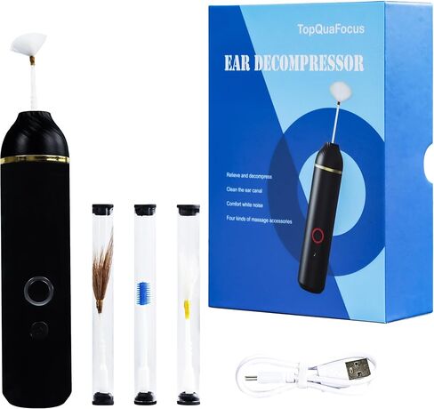 TopQuaFocus Electric Decompression Ear Picker,Electric Ear Cleaner Earwax Removal Kit, Ear Cleaning Tool with A Variety of Soothing Nature Music and 4 Eco-Animal Fluffs in Kuwait