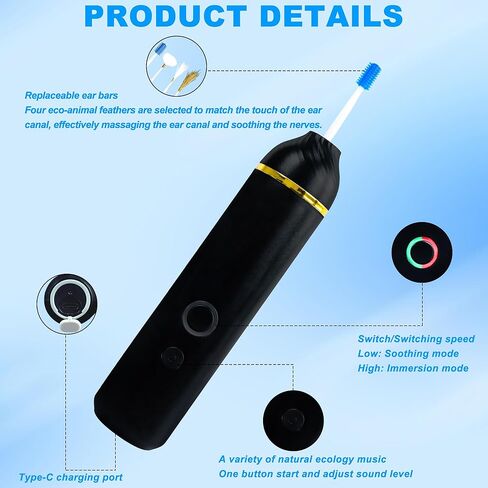 TopQuaFocus Electric Decompression Ear Picker,Electric Ear Cleaner Earwax Removal Kit, Ear Cleaning Tool with A Variety of Soothing Nature Music and 4 Eco-Animal Fluffs in Kuwait