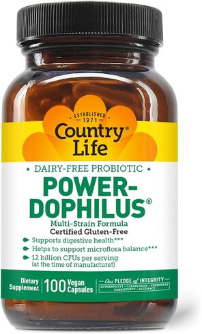 Country Life Power-Dophilus بروبيوتيك متعدد السلالات خالي من الألبان 12 مليار CFU، 200 كبسولة نباتية، خالي من الغلوتين معتمد، نباتي معتمد in Saudi Arabia