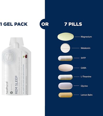 هيلثسيل ريم نوم، مساعد نوم البالغين، مكمل نوم قوي للغاية مع الميلاتونين، بلسم الليمون، غابا، ميكروجيل (7 عبوات جل) in Kuwait