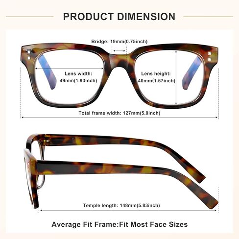 نظارات قراءة ماديسون أفينيو مكونة من 3 قطع متعددة الألوان مربعة الشكل زرقاء اللون تحجب الضوء للنساء، قارئات كمبيوتر بمفصلات زنبركية in Kuwait