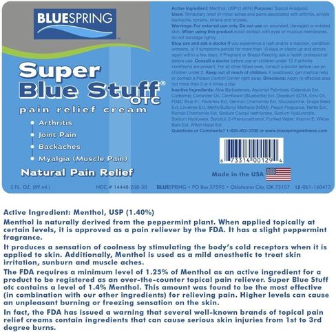 Super Blue Stuff Natural Pain Relief roll on with Emu Oil by BlueSpring- Pain relief rub Anti Inflammatory Analgesic Cream for Back, Knee, Joint, Muscle, Arthritis, and neck Pain Relief- 3 Oz roll-on. in Saudi Arabia