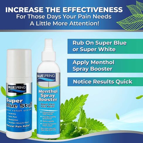 Super Blue Stuff Natural Pain Relief roll on with Emu Oil by BlueSpring- Pain relief rub Anti Inflammatory Analgesic Cream for Back, Knee, Joint, Muscle, Arthritis, and neck Pain Relief- 3 Oz roll-on. in Saudi Arabia